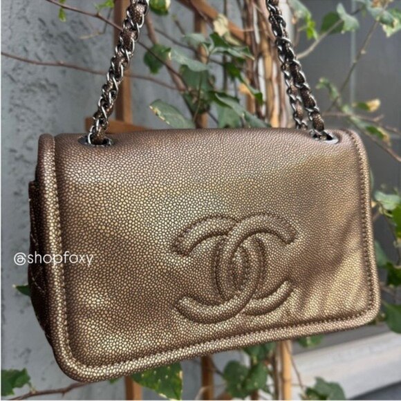 SOLD Chanel Classic Timeless CC Single Flap Metallic Caviar Shoulder Bag - Picture 1 of 16